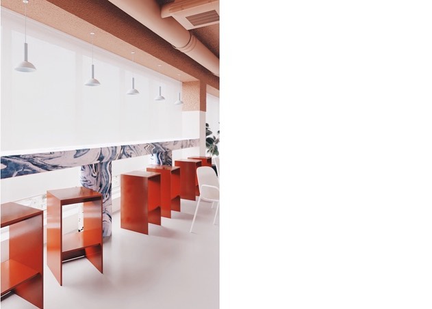 Bright Orange Furniture and Accents in a Minimalist Interior Design