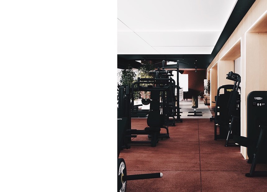 Fitness Center Interior with Modern Equipment and Decor