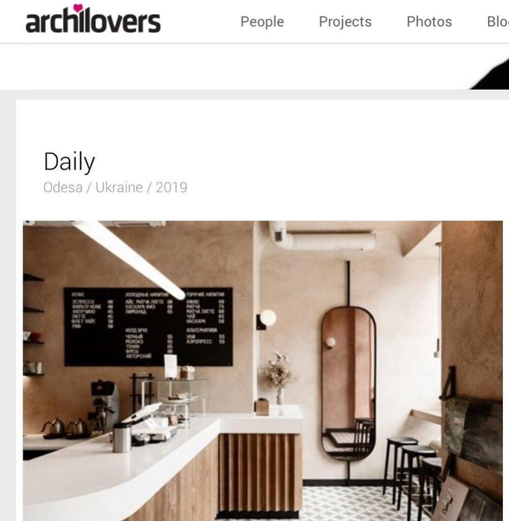 Interior Design of a Coffee Shop in Odesa, Ukraine