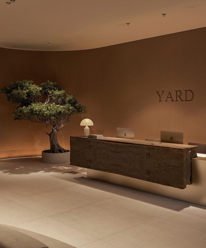 Rustic Reception Desk In Warm-Toned Interior