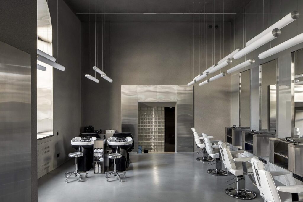 Sleek and Minimalist Hair Salon Interior