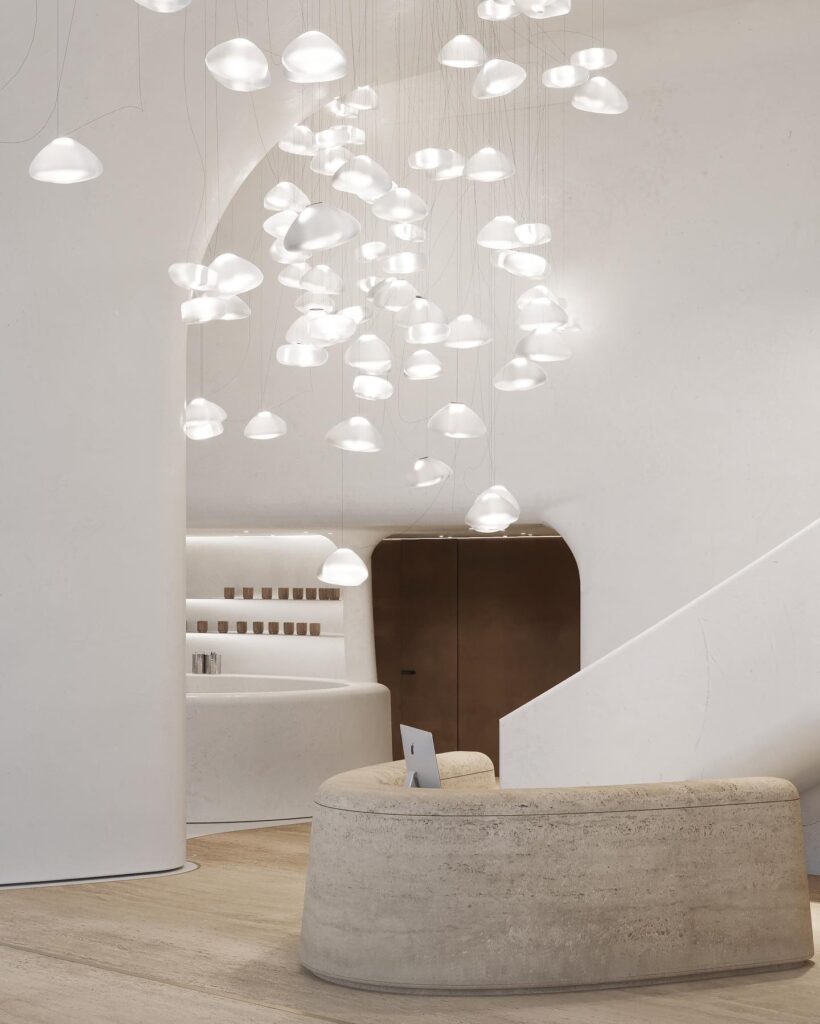 Suspended Lighting Fixtures In A Sleek Interior Design