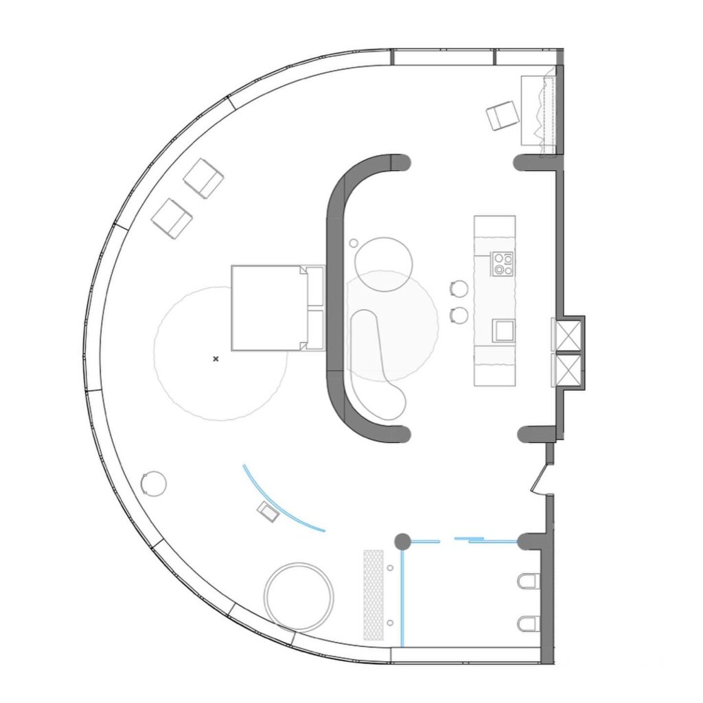 Architectural Floor Plan of a Curved Space Design by Sivak+Partners