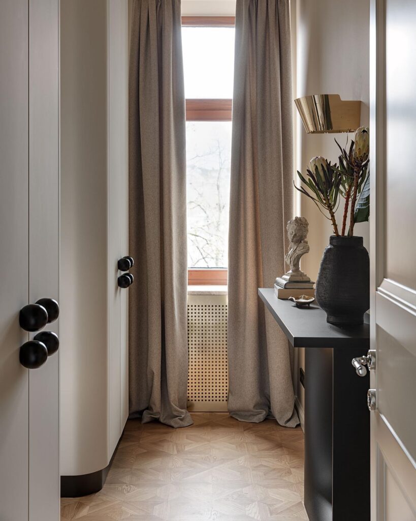 Elegant Interior Design with Curtains and Decor Elements