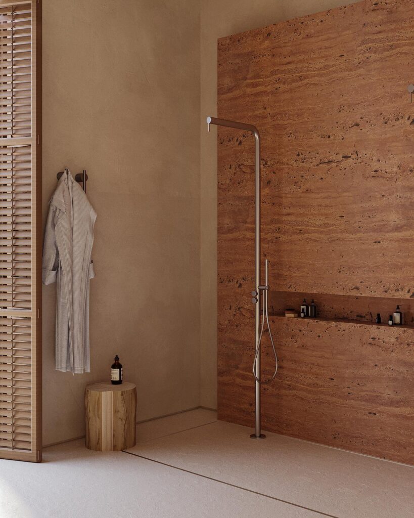 Minimalist Bathroom Design With Rustic Wood Paneling
