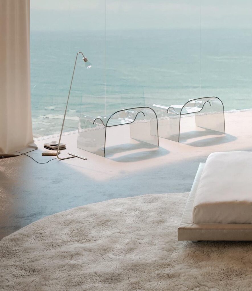 Minimalist Bedroom Interior with Ocean View