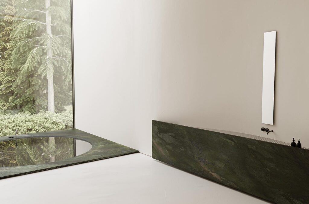 Minimalist Interior Design with Sleek Green Marble Accents
