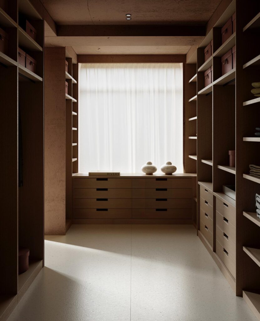 A Spacious and Minimalist Walk-in Closet