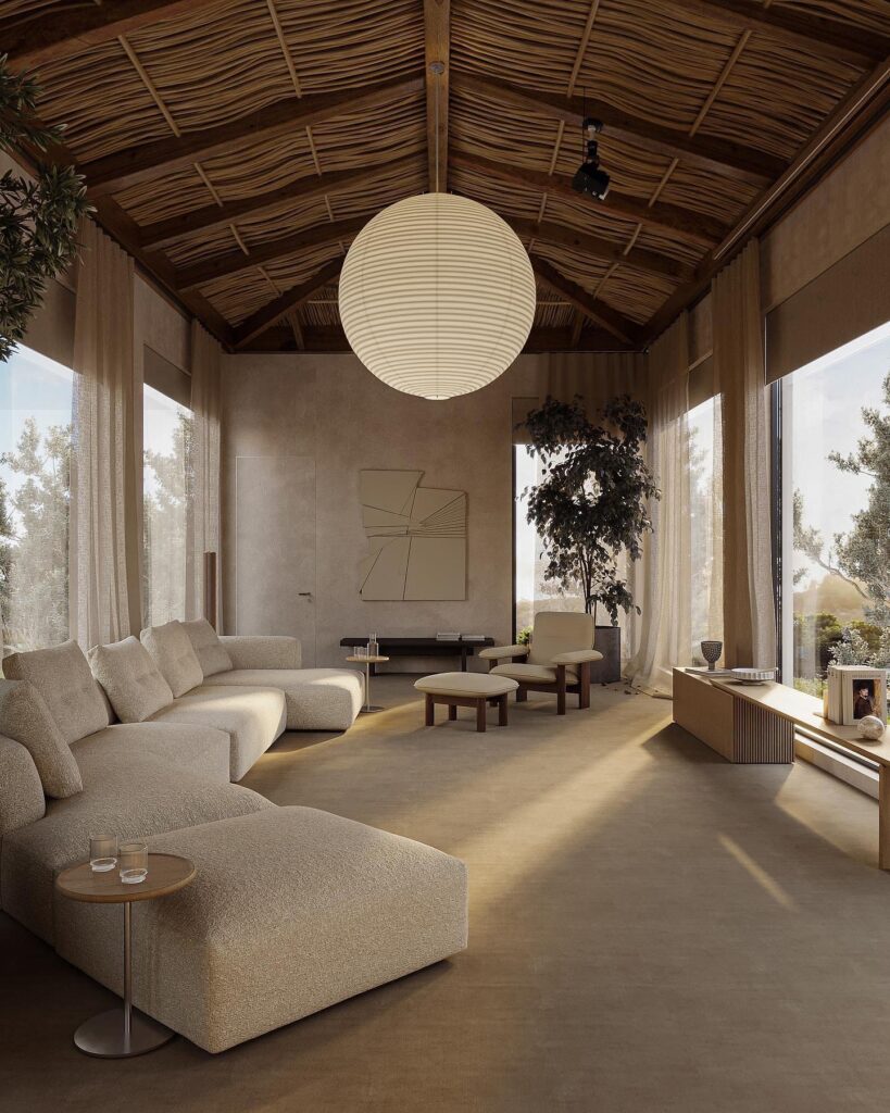 Spacious and Serene Living Room Designed by Sivak+Partners